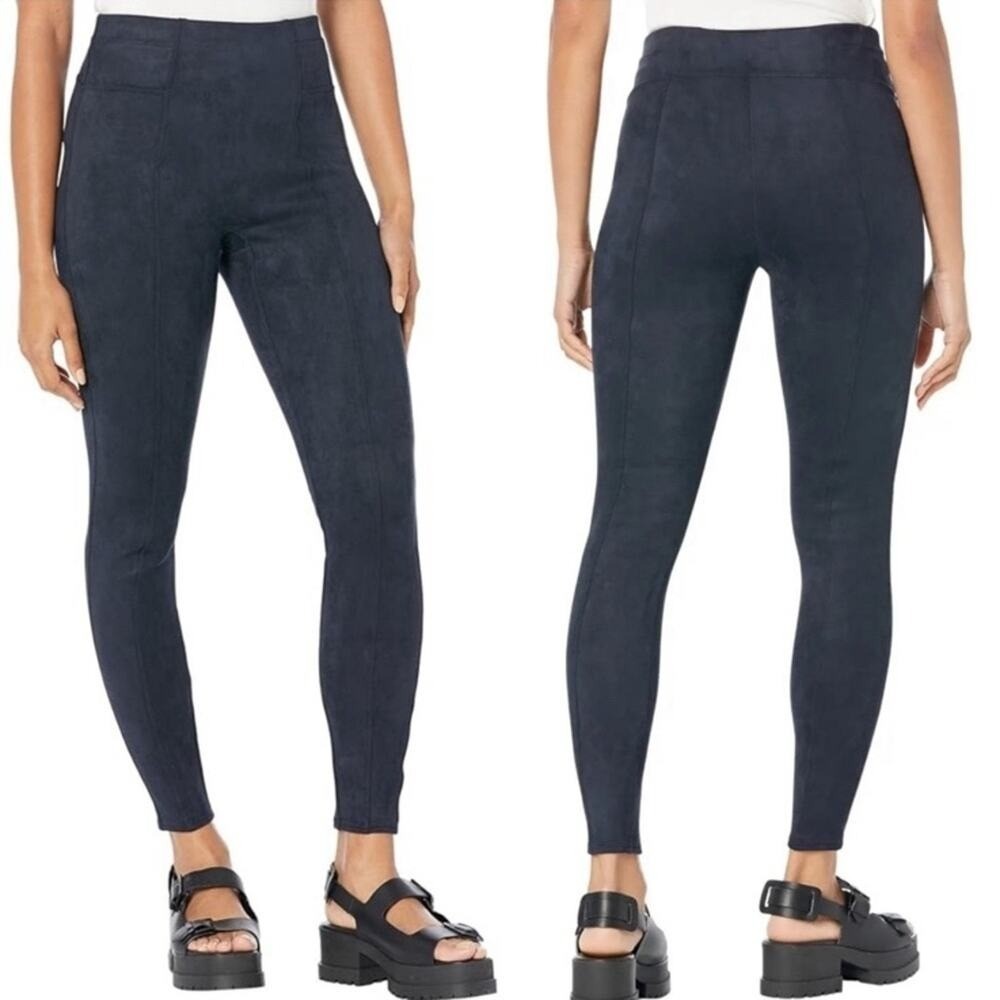 Spanx‎ Faux Suede Leggings Women Size S Classic Navy High Rise Seamed 20322R